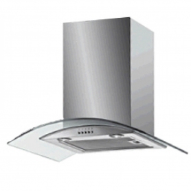 BAUMATIC BE60GL STAINLESS STEEL AND CURVED GLASS 60CM COOKER HOOD