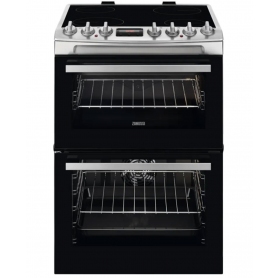 Zanussi ZCV69350XA 60cm Electric Double Oven with Ceramic Hob - Stainless Steel - A/A Rated